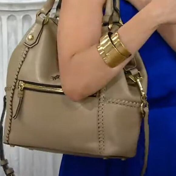 NWT OrYany Drew Pebbled Leather Slouchy Satchel in Dune - Picture 3 of 16